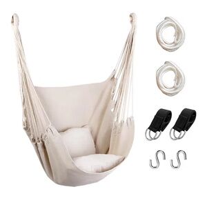 CREAM HANGING HAMMOCK CHAIR SWING